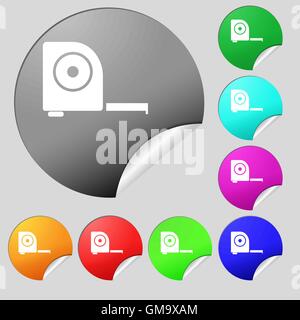 Roulette construction icon sign. Set of eight multi colored round buttons, stickers. Vector Stock Vector