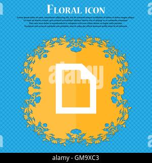 Text File document . Floral flat design on a blue abstract background with place for your text. Vector Stock Vector