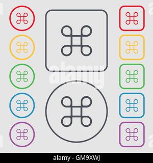 Keyboard Maestro icon. Symbols on the Round and square buttons with frame. Vector Stock Vector
