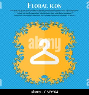 Hanger . Floral flat design on a blue abstract background with place for your text. Vector Stock Vector