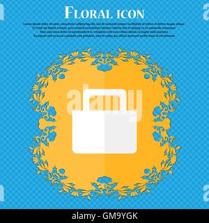sale bag . Floral flat design on a blue abstract background with place for your text. Vector Stock Vector