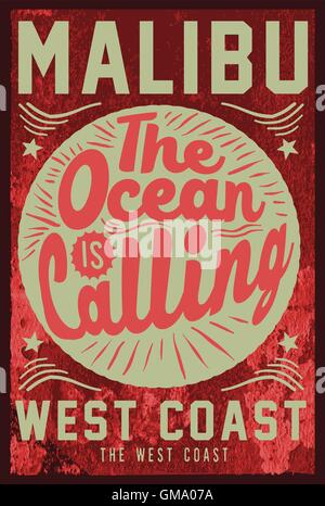 Vintage surfing poster with Grunge background. This artwork can be used as a print on t-shirts, stationary or as a poster. Stock Vector