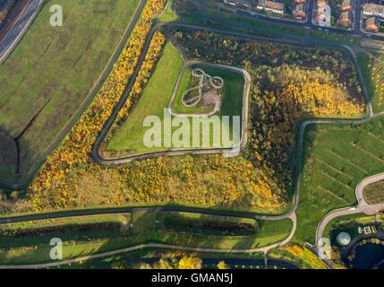 Aerial photo, Tiger and Turtle Magic Mountain, Landmarke Angerpark, Aerial of Duisburg, Ruhr area, North Rhine-Westphalia Stock Photo