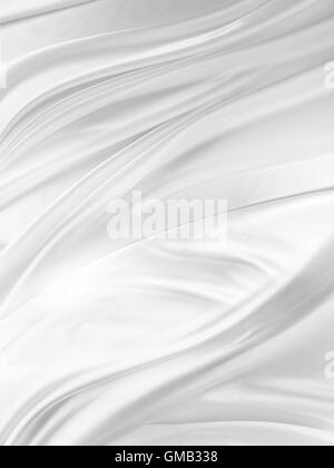 Closeup of rippled white silk fabric Stock Photo