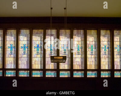 Merchants' National Bank - Jewel Box Bank, designed by Louis Sullivan. Grinnell, Iowa IA. Built in 1914. Stock Photo