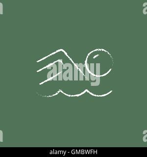 Swimmer icon drawn in chalk. Stock Vector