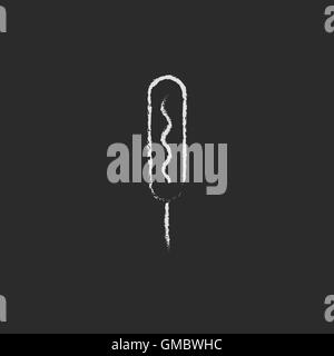 Corn dog icon drawn in chalk. Stock Vector