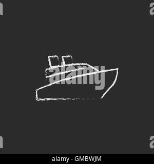 Cruise ship icon drawn in chalk. Stock Vector