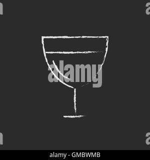 Glass of wine icon drawn in chalk. Stock Vector