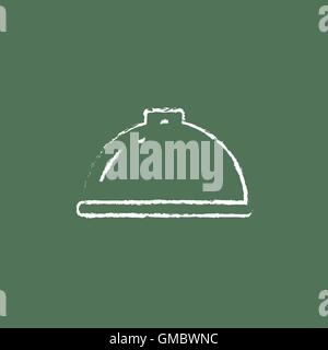 Restaurant cloche icon drawn in chalk. Stock Vector