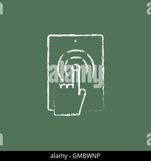 Touch screen tablet icon drawn in chalk. Stock Vector