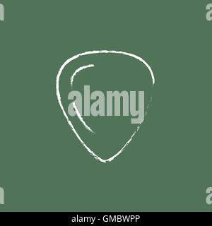 Guitar pick icon drawn in chalk. Stock Vector