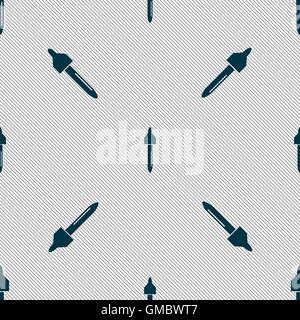 dropper sign icon. pipette symbol. Seamless pattern with geometric texture. Vector Stock Vector