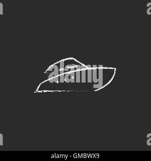 Speedboat icon drawn in chalk. Stock Vector
