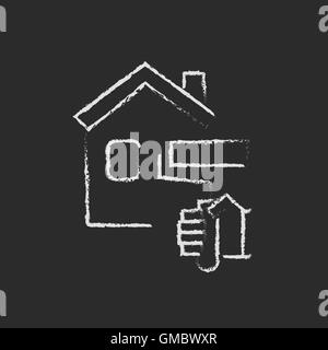House painting icon drawn in chalk. Stock Vector