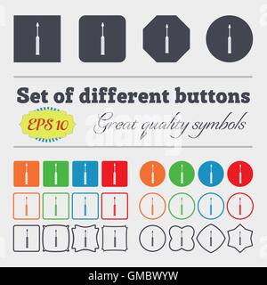 Screwdriver tool sign icon. Fix it symbol. Repair sign. Big set of colorful, diverse, high-quality buttons. Vector Stock Vector