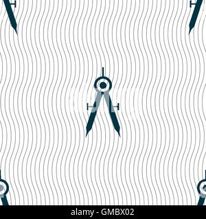 Mathematical Compass sign icon. Seamless pattern with geometric texture. Vector Stock Vector