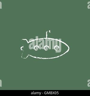 Submarine icon drawn in chalk. Stock Vector