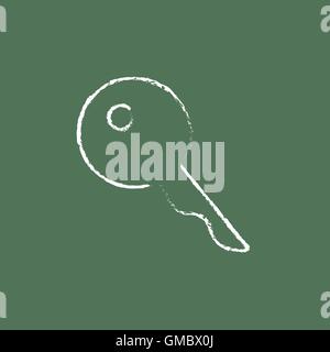Key for house icon drawn in chalk. Stock Vector