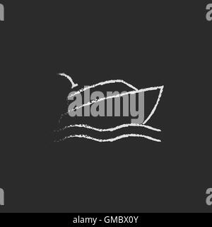 Cruise ship icon drawn in chalk. Stock Vector