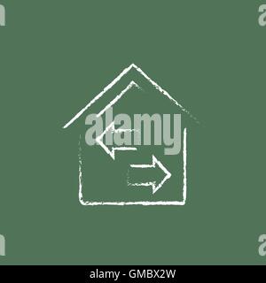 Property resale icon drawn in chalk. Stock Vector