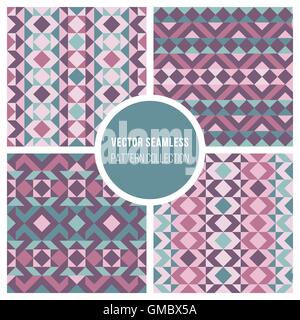 Vector Seamless Truchet Geometric Pattern Collection Stock Vector