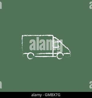 Delivery truck icon drawn in chalk. Stock Vector