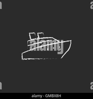 Cruise ship icon drawn in chalk. Stock Vector