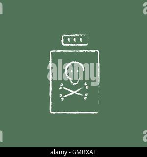 Bottle of poison icon drawn in chalk. Stock Vector