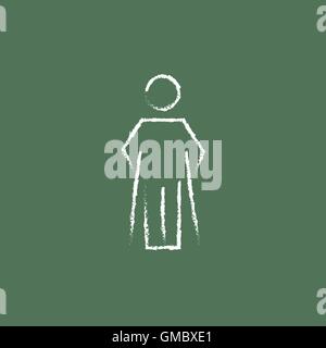 Man with crutches icon drawn in chalk. Stock Vector