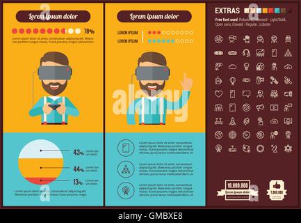Virtual Reality flat design Infographic Template Stock Vector