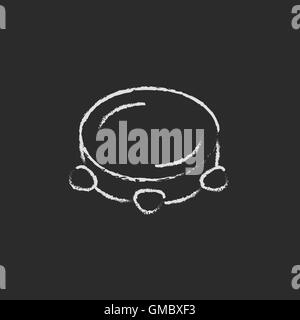 Tambourine icon drawn in chalk. Stock Vector