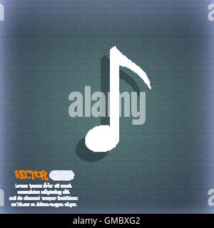 Music note icon sign. On the blue-green abstract background with shadow and space for your text. Vector Stock Vector