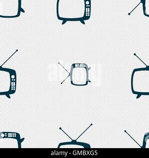 Retro TV mode sign icon. Television set symbol. Seamless abstract background with geometric shapes. Vector Stock Vector