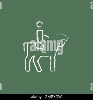 Horse riding icon drawn in chalk. Stock Vector