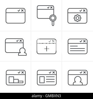 Line Icons Style browser icon set Stock Vector