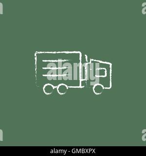 Delivery truck icon drawn in chalk. Stock Vector