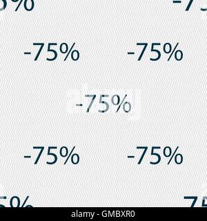 75 percent discount sign icon. Sale symbol. Special offer label. Seamless abstract background with geometric shapes. Vector Stock Vector