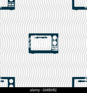 Microwave oven sign icon. Kitchen electric stove symbol. Seamless pattern with geometric texture. Vector Stock Vector