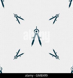 Mathematical Compass sign icon. Seamless pattern with geometric texture. Vector Stock Vector