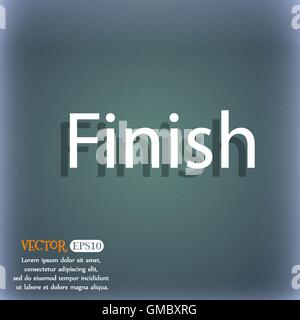 Finish sign icon. Power button. On the blue-green abstract background with shadow and space for your text. Vector Stock Vector