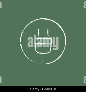 Electrical plug icon drawn in chalk. Stock Vector