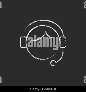 Customer service icon drawn in chalk. Stock Vector