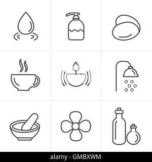 Line Icons Style  Spa Icons Set, Vector Design Stock Vector