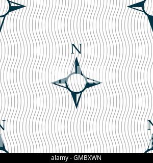 Compass sign icon. Windrose navigation symbol. Seamless pattern with geometric texture. Vector Stock Vector