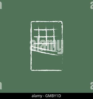 Opened bar of chocolate icon drawn in chalk. Stock Vector
