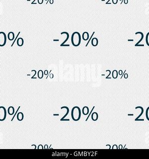20 percent discount sign icon. Sale symbol. Special offer label. Seamless pattern with geometric texture. Vector Stock Vector
