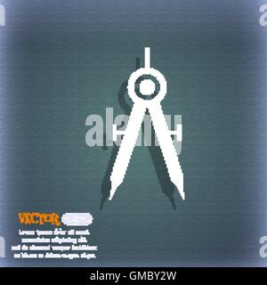 Mathematical Compass sign icon. On the blue-green abstract background with shadow and space for your text. Vector Stock Vector