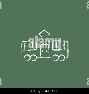 Tram icon drawn in chalk. Stock Vector