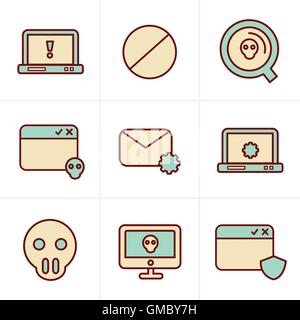 Icons Style  Digital criminal icons set Stock Vector